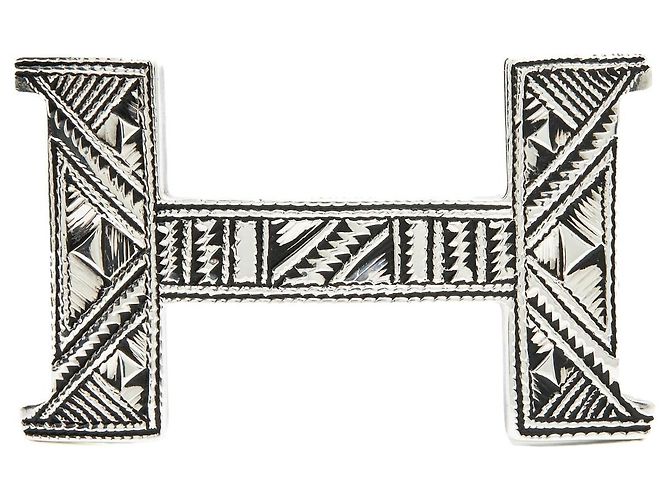 Hermès Gürtel T85 Constance 38 Unique Silver Tuareg H buckle Belt 30in Hermes Silber - Ansicht 5