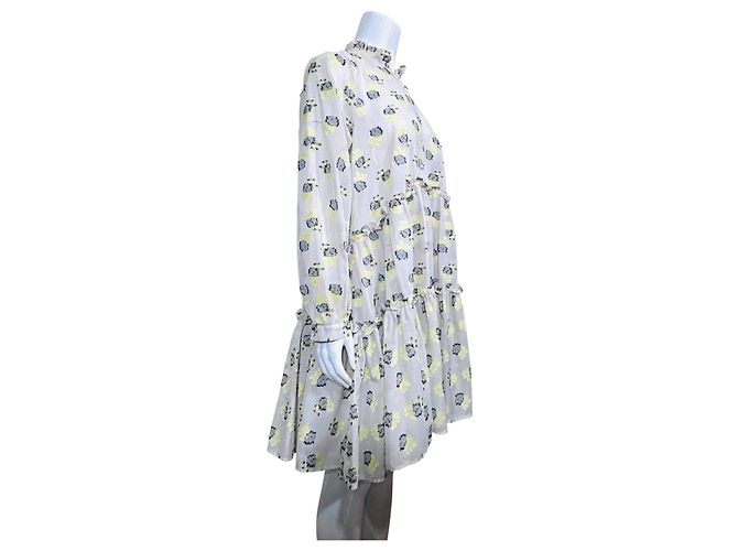 Stella Nova Kleid mit Blumenprint und Volants Beige Gelb - Ansicht 3