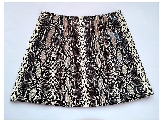 Neil Barrett Minifalda evasé de piel estampado de serpiente Negro - vista 2