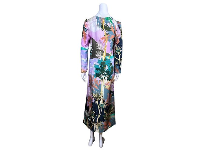 Autre Marque Vestido midi de seda estampado Munthe Castaño Rosa Blanco Multicolor Verde Púrpura - vista 4