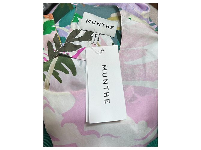 Autre Marque Vestido midi de seda estampado Munthe Castaño Rosa Blanco Multicolor Verde Púrpura - vista 6