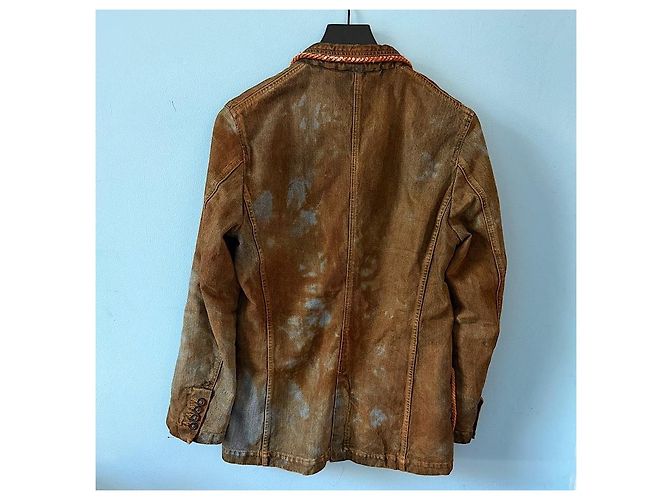 Alexander McQueen 05 AW Mudded Denim Blazer Braun - Ansicht 3