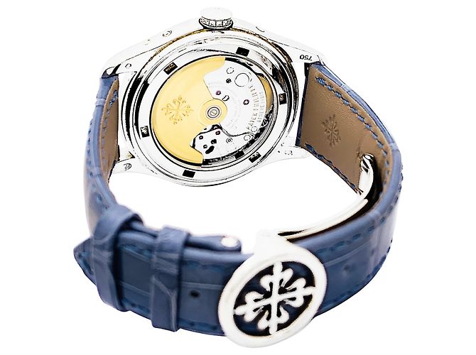 Reloj Patek Philippe, "Annual Calendar", blanco, nácar, diamantes. - vista 3