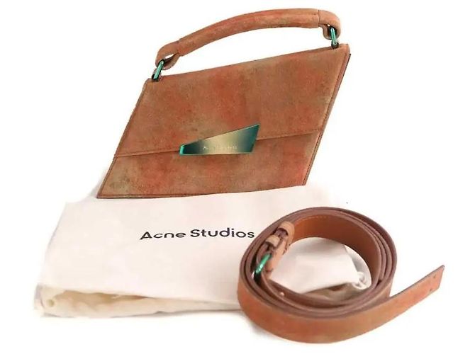 Borsa a tracolla Acne Studios Distortion in scamosciato marrone - vista 7