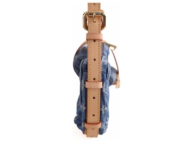 Louis Vuitton Croissant MM Borsa a tracolla denim blu - vista 3