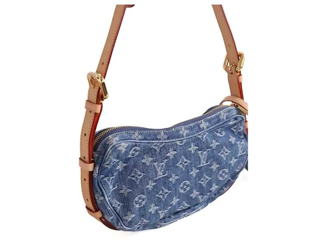 Louis Vuitton Croissant MM Borsa a tracolla denim blu - vista 4
