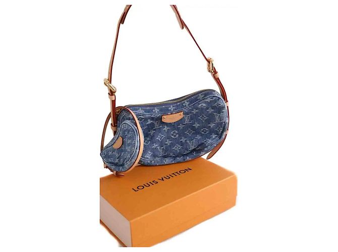 Louis Vuitton Croissant MM Borsa a tracolla denim blu - vista 7