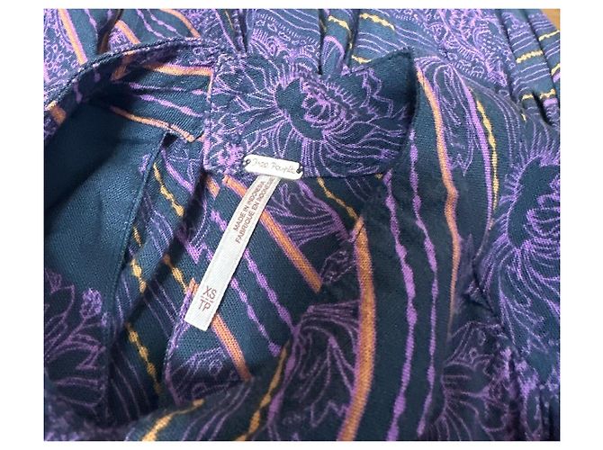 Blusa de manga longa com decote em V e estampa floral roxa Free People Roxo Azul escuro - vista 5