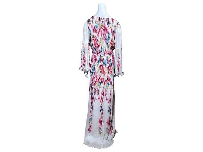 Autre Marque Costarellos Plissee-Maxikleid aus Georgette mit Blumenmuster Weiß Mehrfarben - Ansicht 5