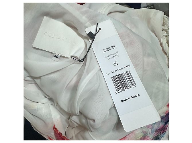 Autre Marque Costarellos Plissee-Maxikleid aus Georgette mit Blumenmuster Weiß Mehrfarben - Ansicht 7