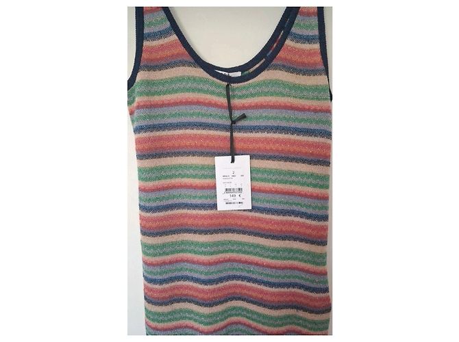 Zapa Multifarbiges Gestreiftes Strickkleid Rot Blau Mehrfarben Beige Grün - Ansicht 4