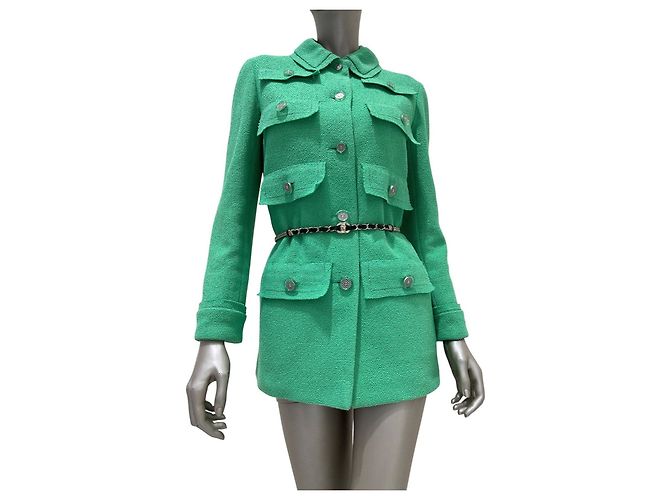 Timeless Grüne Chanel Bouclé-Jacke Cruise 2020 Look 16 Größe FR 40 Gebraucht - Ansicht 3