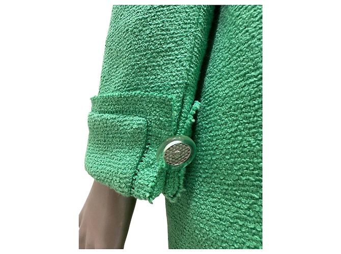 Timeless Grüne Chanel Bouclé-Jacke Cruise 2020 Look 16 Größe FR 40 Gebraucht - Ansicht 5