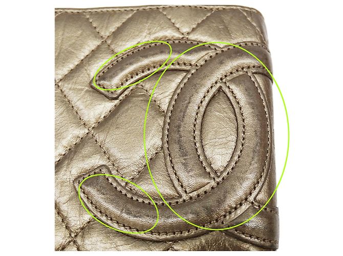 Cambon Cartera Bi-Fold Chanel en piel dorada Dorado - vista 11