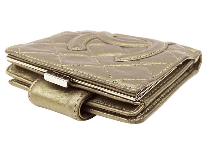 Cambon Cartera Bi-Fold Chanel en piel dorada Dorado - vista 3