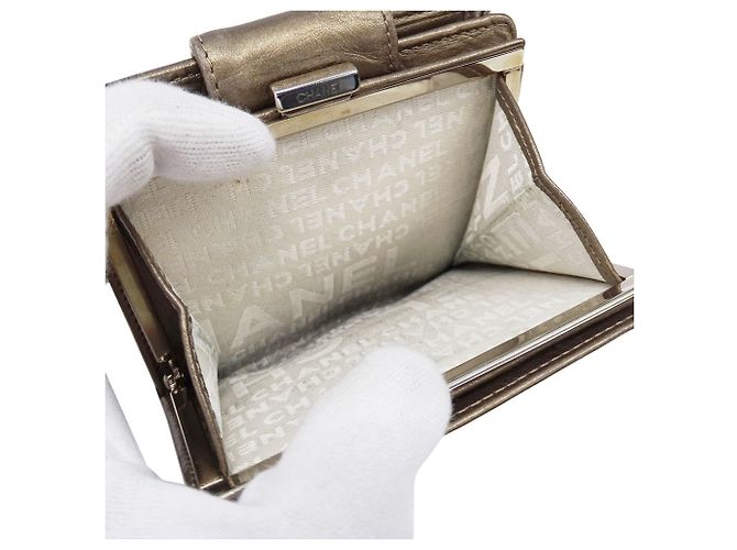 Cambon Cartera Bi-Fold Chanel en piel dorada Dorado - vista 9