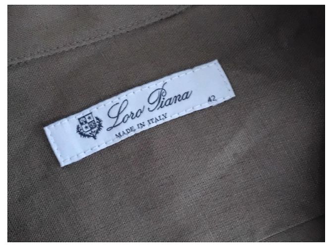 Camisa de lino Loro Piana Caqui - vista 3