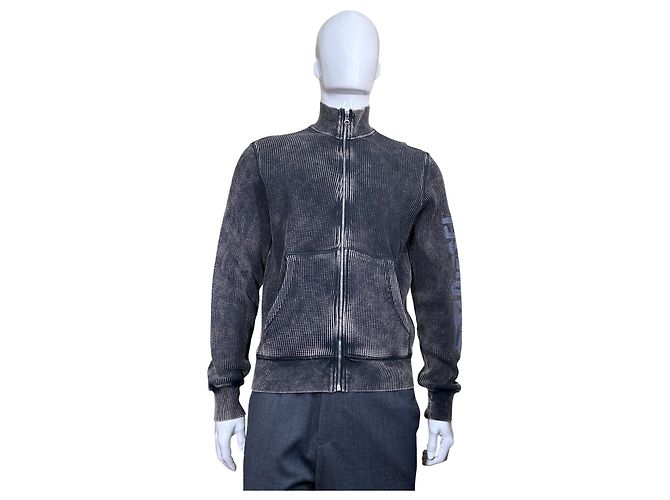Diesel S-Ginafy-Zip Waffelstrickjacke Grau - Ansicht 2