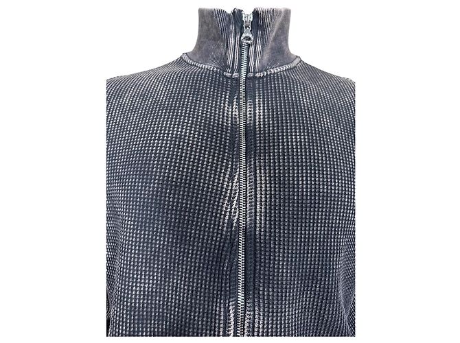 Diesel S-Ginafy-Zip Waffelstrickjacke Grau - Ansicht 3