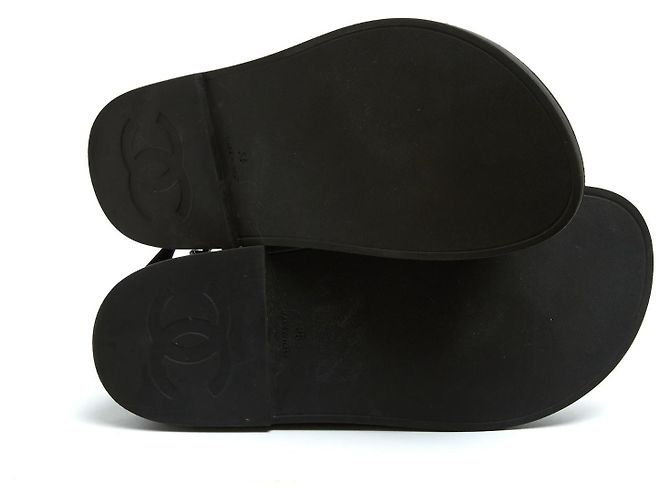Chanel Sandales Dad Noir EU38 Gomma Nera White CC Sandali Dad Scarpe UK5 US7.5 Nero - vista 5