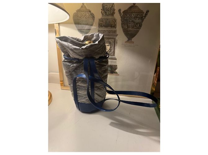 Zaino Christian Dior Cannage Pommery Champagne Argento e Blu Silver hardware - vista 10