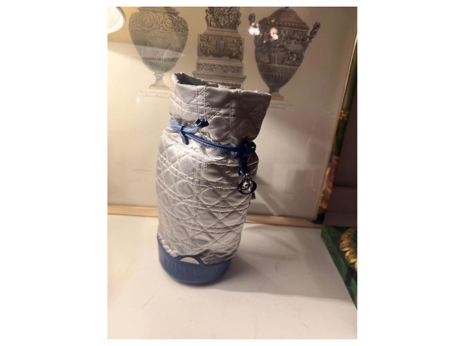 Zaino Christian Dior Cannage Pommery Champagne Argento e Blu Silver hardware - vista 13
