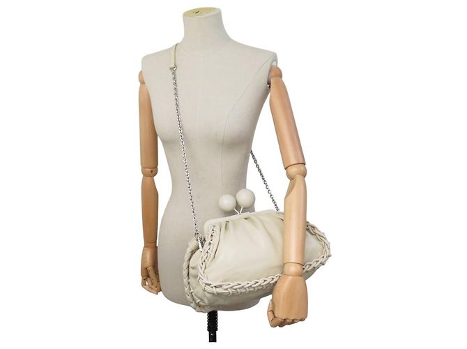 NUOVA BORSA A SPALLA MAX MARA PASTICCINO WEEKEND MW751H07T IN PELLE Crudo - vista 8