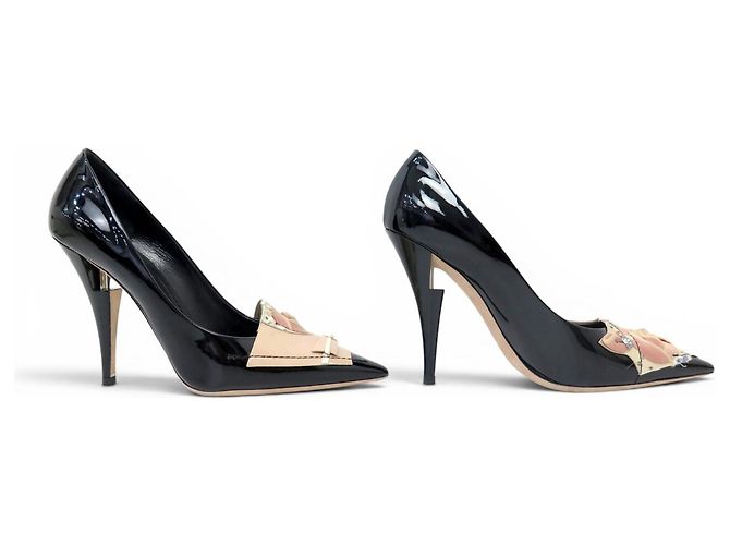 LOUIS VUITTON AFTER DARK RIVIERA 38.5 SCHWARZ LACKLEDER PUMPS - Ansicht 3