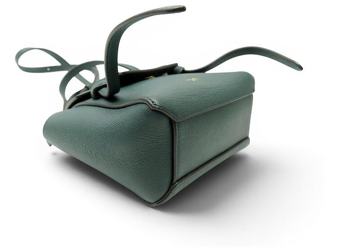 16 Céline NUOVA BORSA CELINE BELT PICO 194263 PELLE GRANULATA VERDE CON TRACCOLLA - vista 3