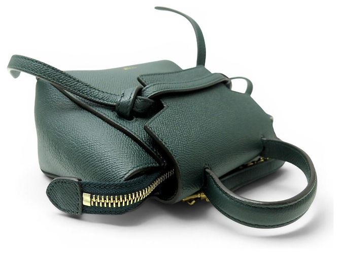 16 Céline NUOVA BORSA CELINE BELT PICO 194263 PELLE GRANULATA VERDE CON TRACCOLLA - vista 4
