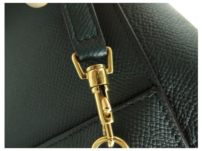 16 Céline NUOVA BORSA CELINE BELT PICO 194263 PELLE GRANULATA VERDE CON TRACCOLLA - vista 6