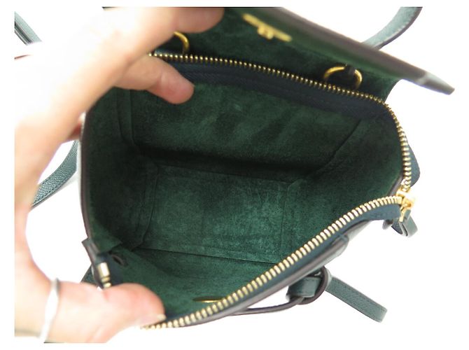 16 Céline NUOVA BORSA CELINE BELT PICO 194263 PELLE GRANULATA VERDE CON TRACCOLLA - vista 8