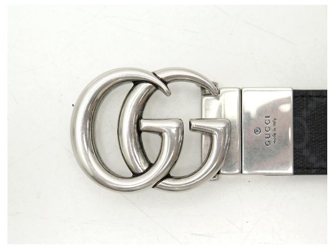 GUCCI MARMONT GG BOUCLE REVERSIBLE T65 CANVAS MONOGRAMM & LEDER GÜRTEL Schwarz - Ansicht 11