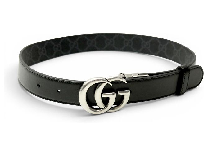 GUCCI MARMONT GG BOUCLE REVERSIBLE T65 CANVAS MONOGRAMM & LEDER GÜRTEL Schwarz - Ansicht 5
