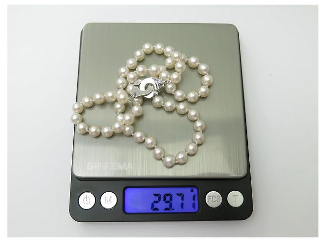 NUOVO COLLANA DINH VAN MANOLETTE R12 IN ORO BIANCO 18K E PERLE AKOYA Argento - vista 6