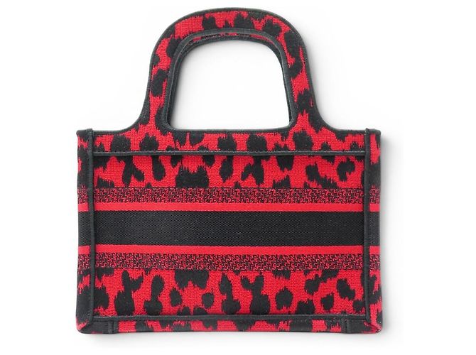 NUOVO SACCA A MANO CHRISTIAN DIOR TOTE BOOK MINI MIZZA LEOPARD ROSSO - vista 2