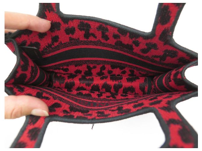 NUOVO SACCA A MANO CHRISTIAN DIOR TOTE BOOK MINI MIZZA LEOPARD ROSSO - vista 6