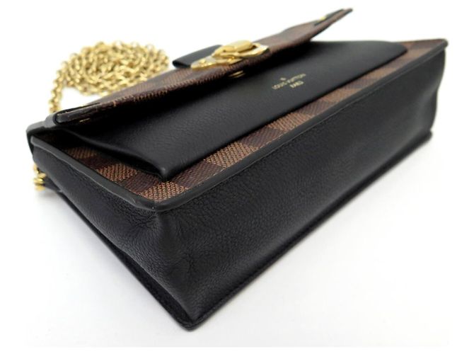 LOUIS VUITTON VAVIN CHAIN WALLET DAMIER EBENE CANVAS CLUTCH Braun - Ansicht 3