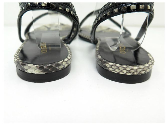Céline NEW CELINE SPARTIATES NUDE 36.5 PYTHON LEATHER SANDALS SHOES - view 5