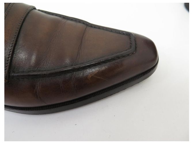 SCARPE MOCASSINI BERLUTI ANDY TAGLIA 8 42 PELLE PATINATA Marrone - vista 12