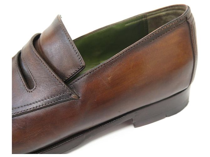 SCARPE MOCASSINI BERLUTI ANDY TAGLIA 8 42 PELLE PATINATA Marrone - vista 13