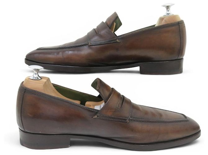 SCARPE MOCASSINI BERLUTI ANDY TAGLIA 8 42 PELLE PATINATA Marrone - vista 2