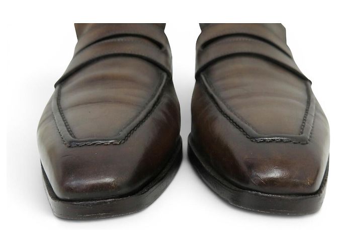 SCARPE MOCASSINI BERLUTI ANDY TAGLIA 8 42 PELLE PATINATA Marrone - vista 4