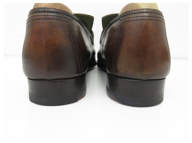 SCARPE MOCASSINI BERLUTI ANDY TAGLIA 8 42 PELLE PATINATA Marrone - vista 5