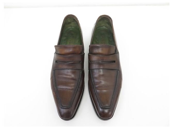 SCARPE MOCASSINI BERLUTI ANDY TAGLIA 8 42 PELLE PATINATA Marrone - vista 7