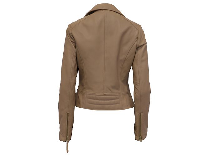 Chaqueta Moto Michael Michael Kors en cuero beige - vista 4