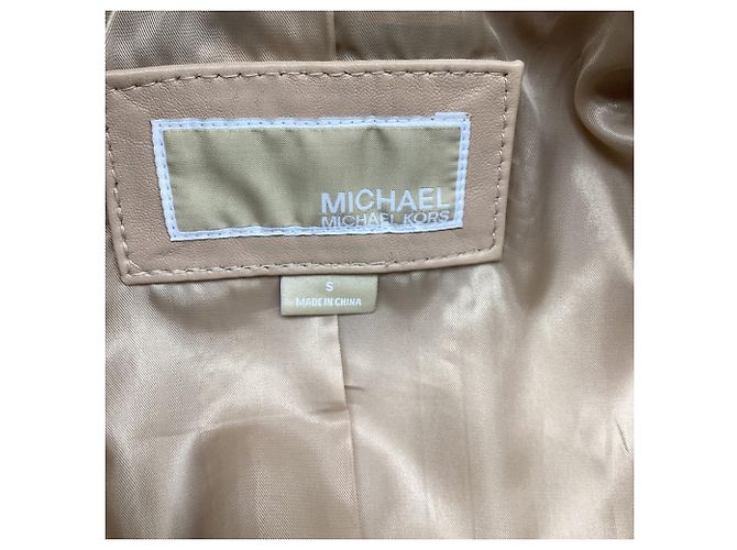 Chaqueta Moto Michael Michael Kors en cuero beige - vista 7