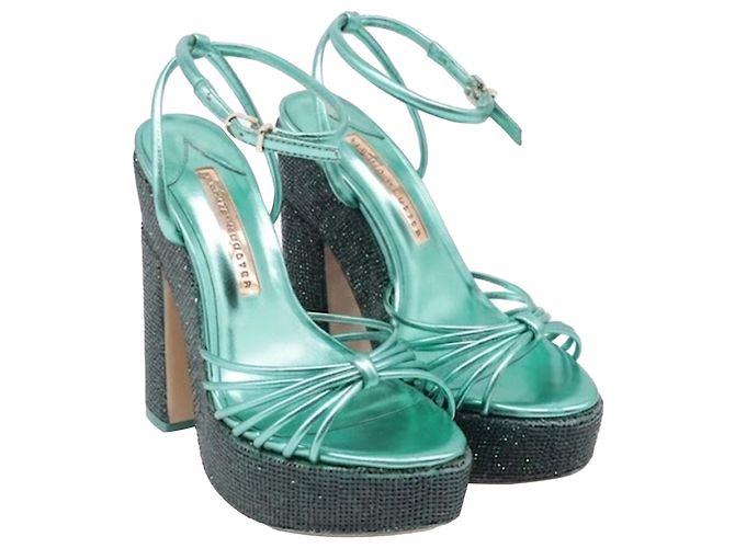 Sandali con plateau Rue 140 di Sophia Webster in pelle metallizzata verde - vista 3