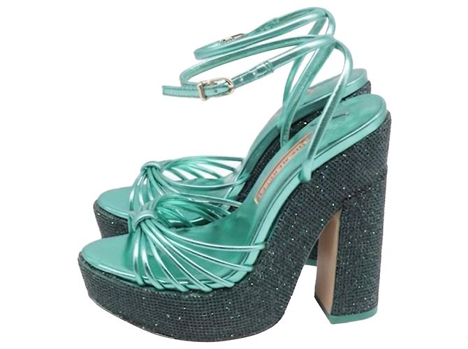 Sandali con plateau Rue 140 di Sophia Webster in pelle metallizzata verde - vista 4