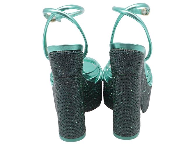 Sandali con plateau Rue 140 di Sophia Webster in pelle metallizzata verde - vista 5